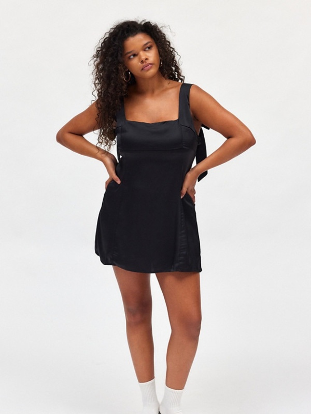 Urban Outfitters Bri Double Bow Satin Mini Dress
